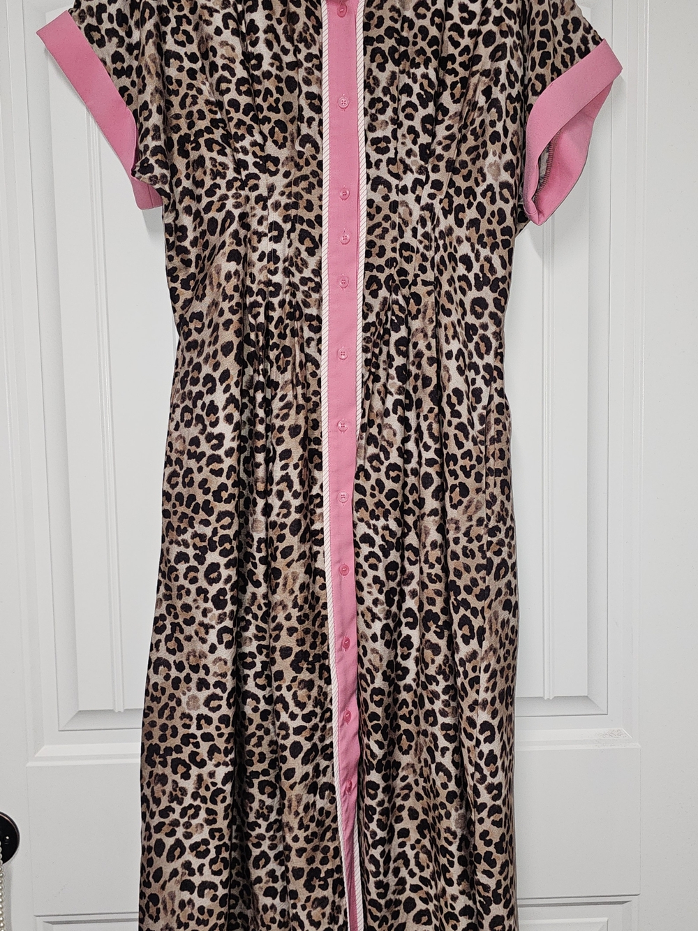 Leopard Print Maxi Dress in Brown & Pink Like New